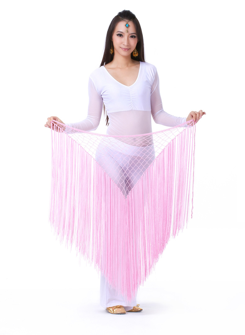 Dancewear polyester belly dance performance triangle hip scarf with tassel for ladies